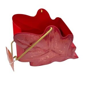 Fall Maple Leaf Metal Red Decoration Container